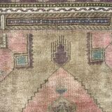 Turkish rug 266x91 cm wool vintage shabby chic runner green, beige