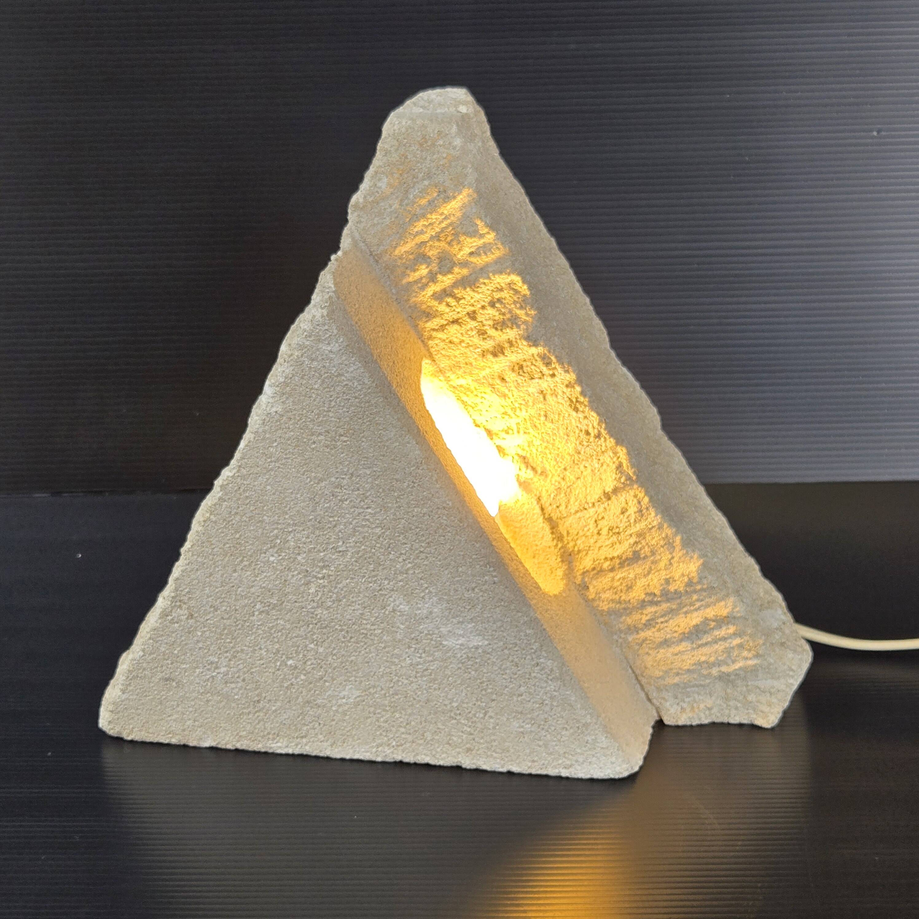 Vintage stone pyramid lamp 1970
