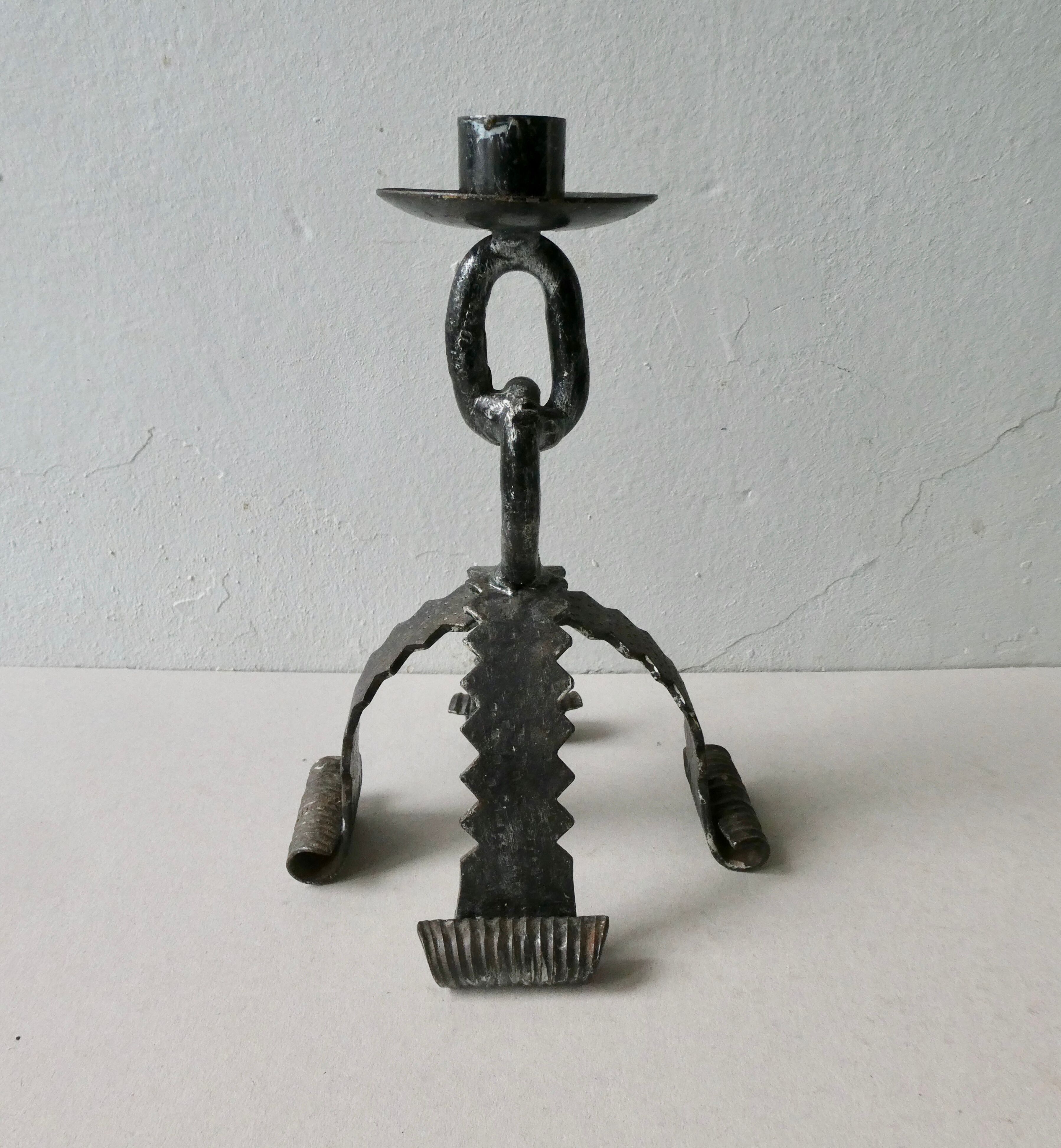 Wrought iron candle holder, brutalist, 60s-70s