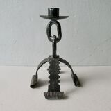 Wrought iron candle holder, brutalist, 60s-70s