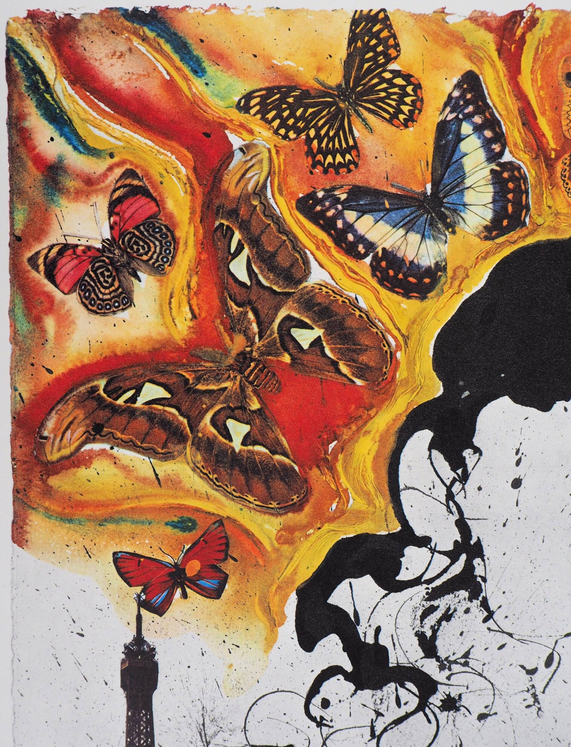 Salvador dali : paris, sncf (suite papillon petit modèle), lithographie ori