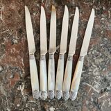 6 mother-of-pearl and sterling silver fruit knives, Hénin & Vivier (1891-1896)