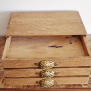 Small storage chest of drawers in oak and brass - 1900s period