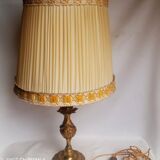 Bronze lamp 1960s Louis XV style / Rocaille with lampshade - H 60 cm
