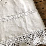 Old pure linen sheet embroidered and monograms