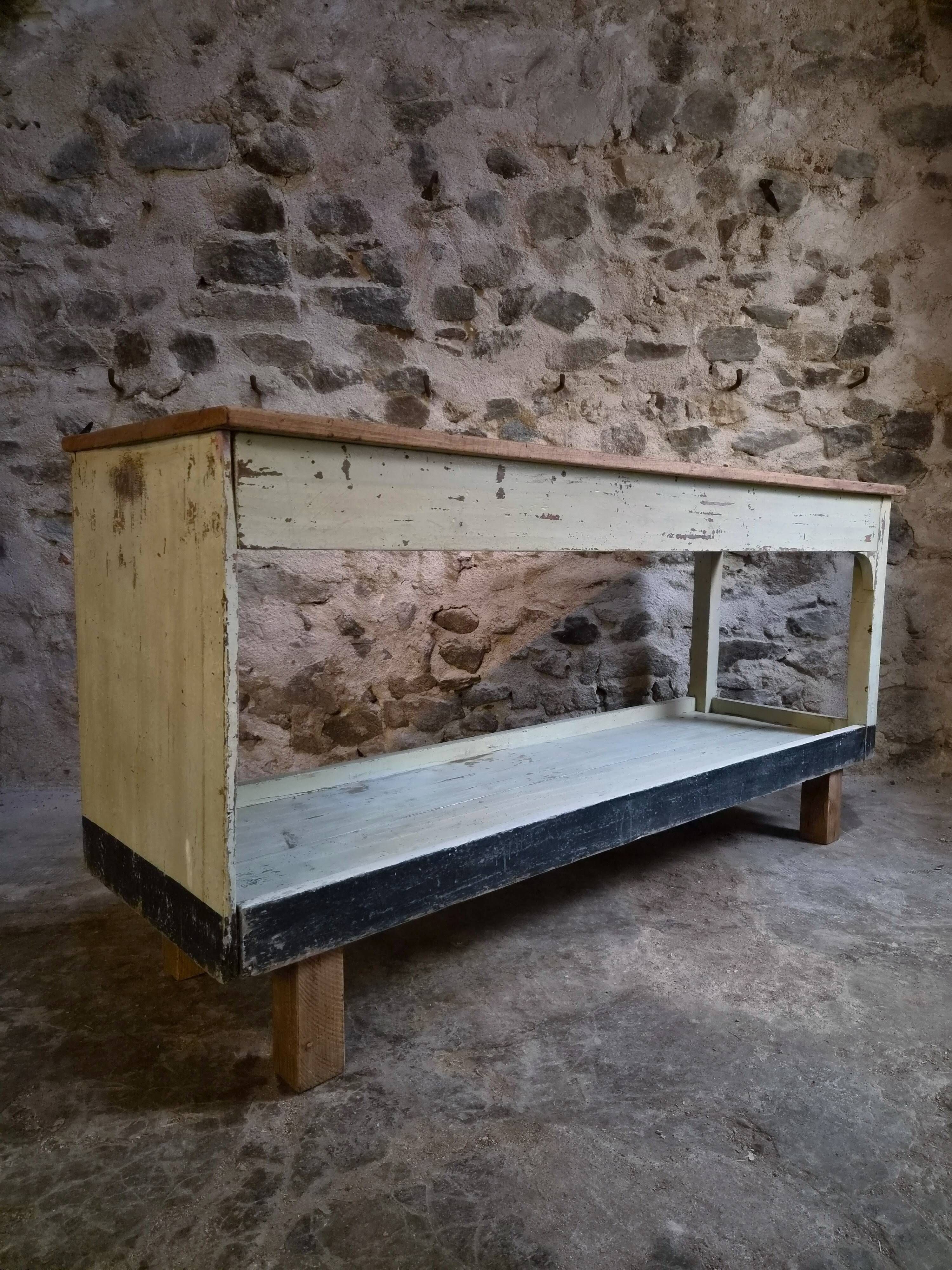 Table de drapier vintage / Îlot de cuisine – Années 1930