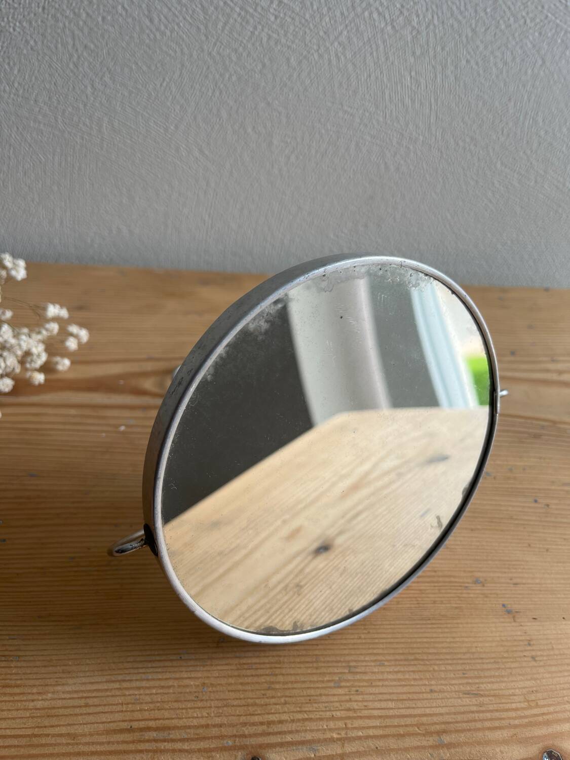 Vintage round barber mirror