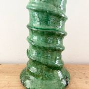 Bougeoir terre cuite émaillé vert 50 cm
