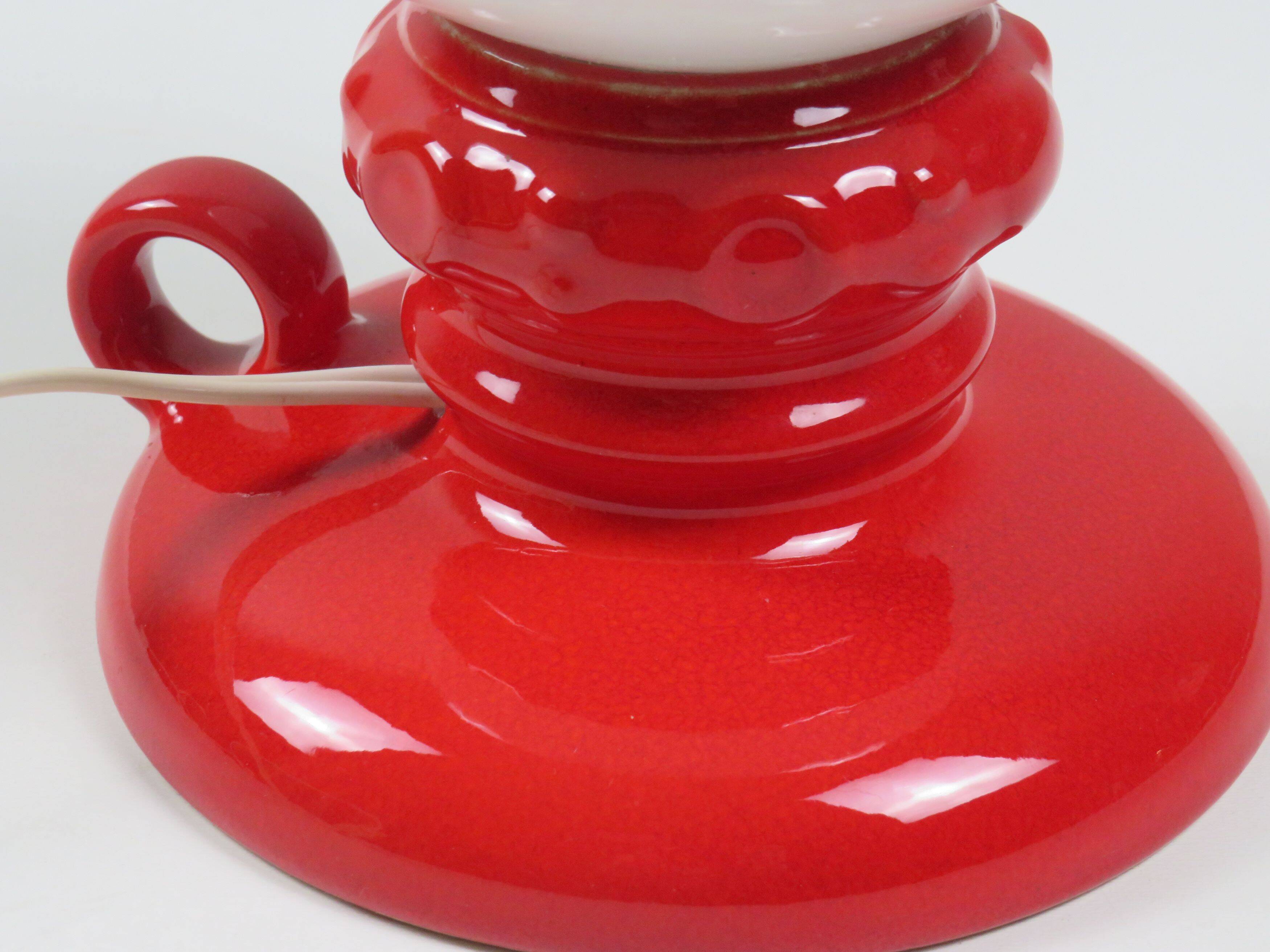 Lampe de table vintage en céramique rouge par Massive, Belgique 1970