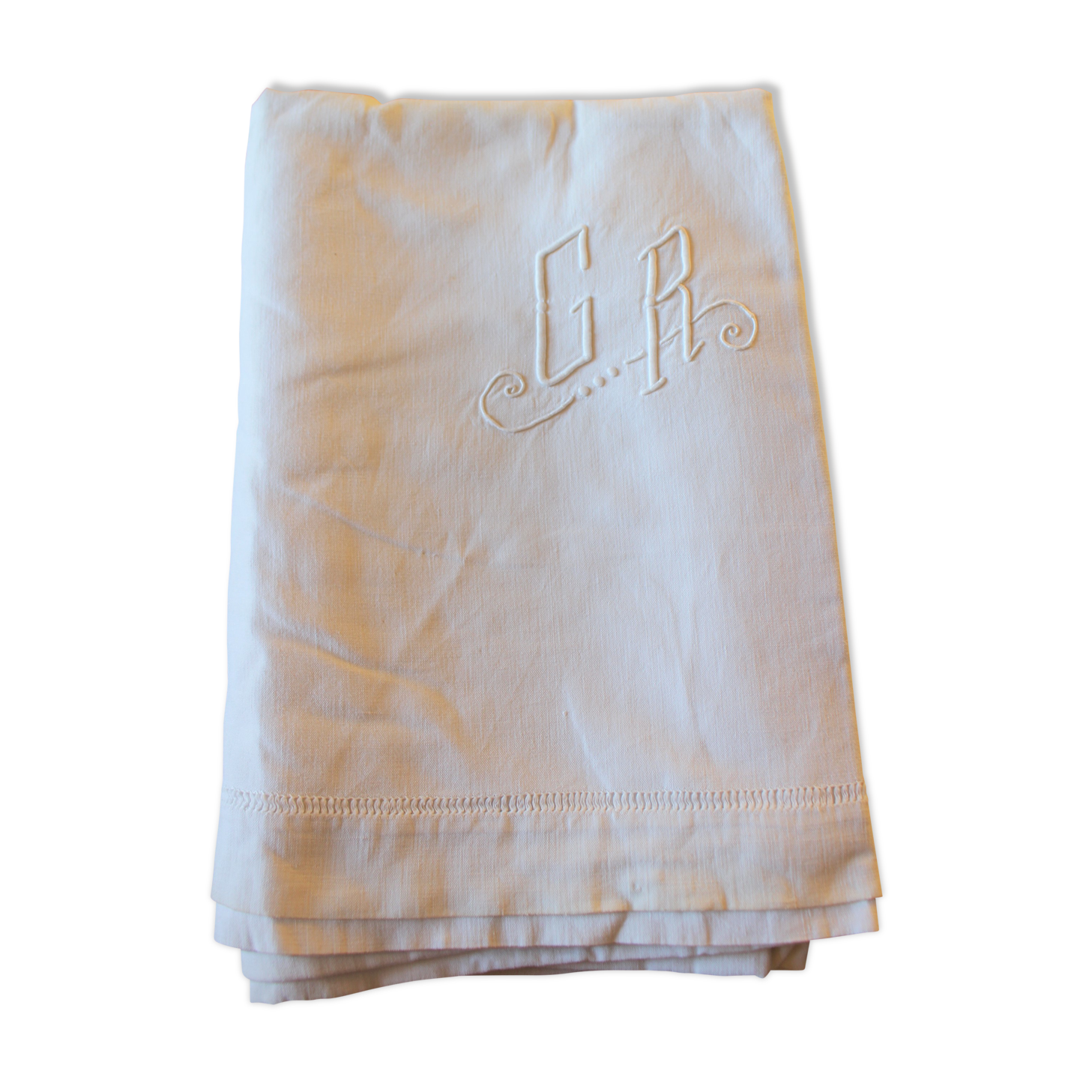 White sheet Monograms G R days scales
