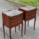 Pair of Louis XV bedside tables, early 20th century, marquetry and marble