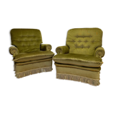 Paire de fauteuils anglais en velours