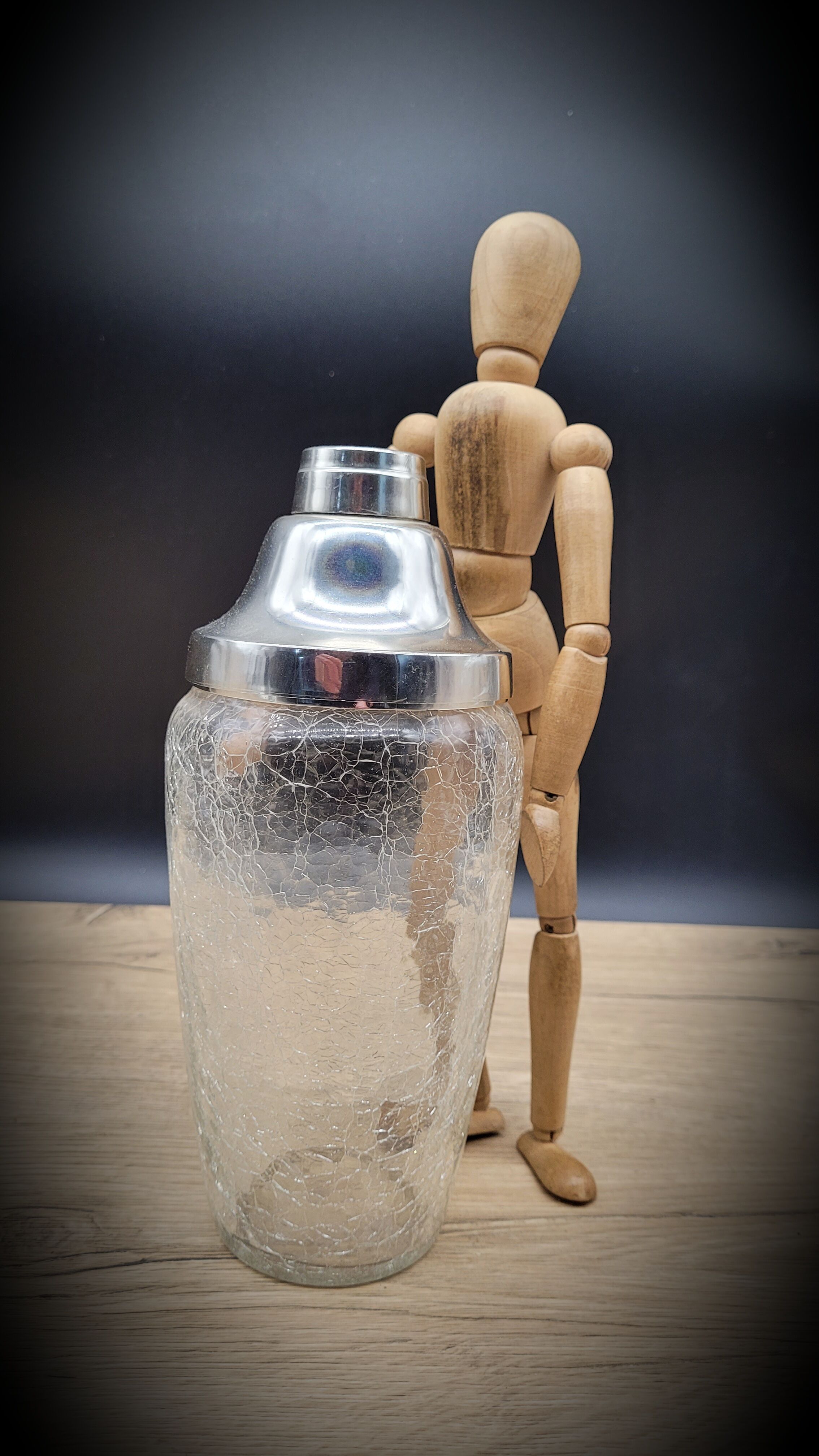 Chiseled glass cocktail shaker