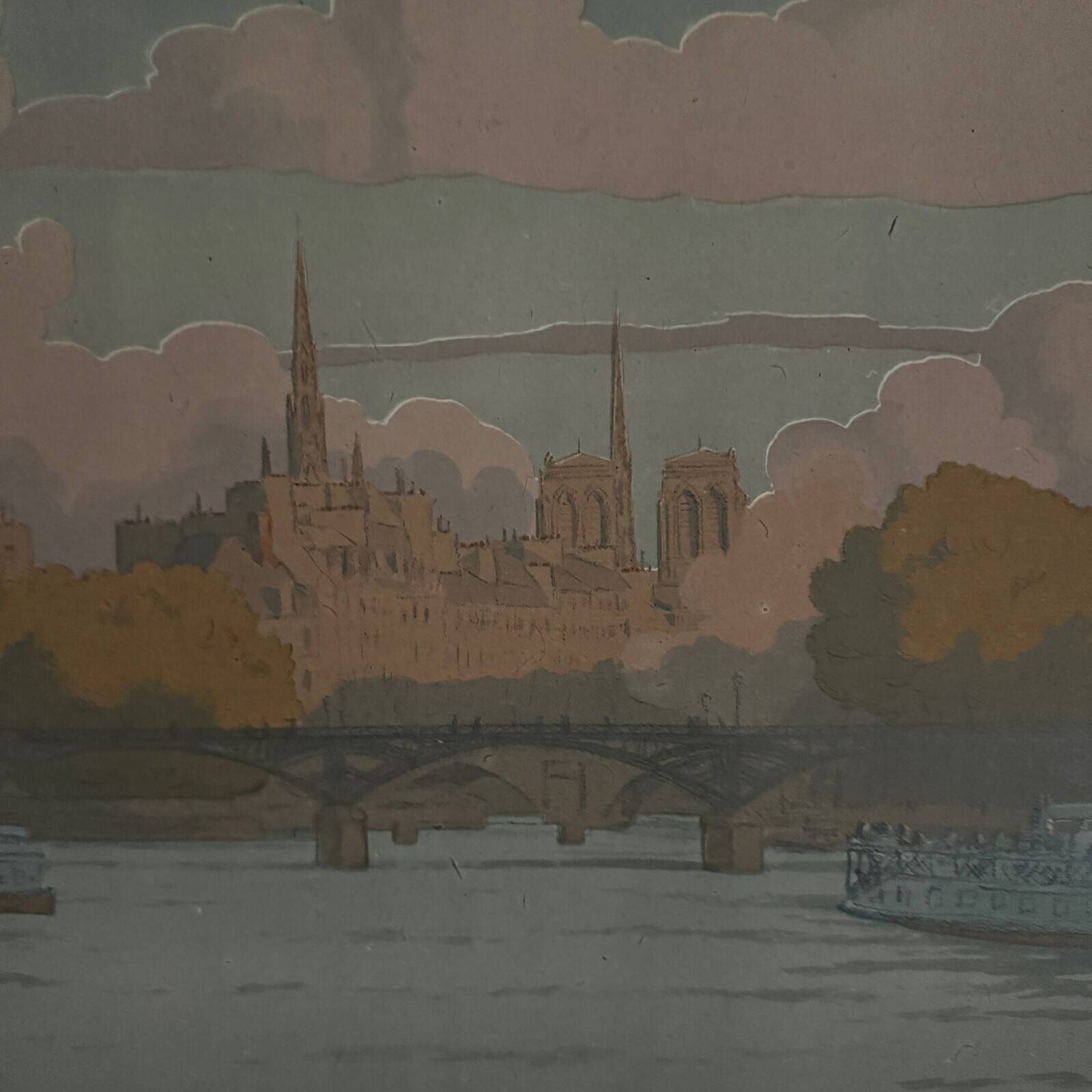 Lithograph on Chinese paper by Henri Rivière The Institute and the City