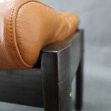 1960s Brown Leather Oak Stool, Denmark