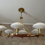 Vintage brass and opaline chandelier