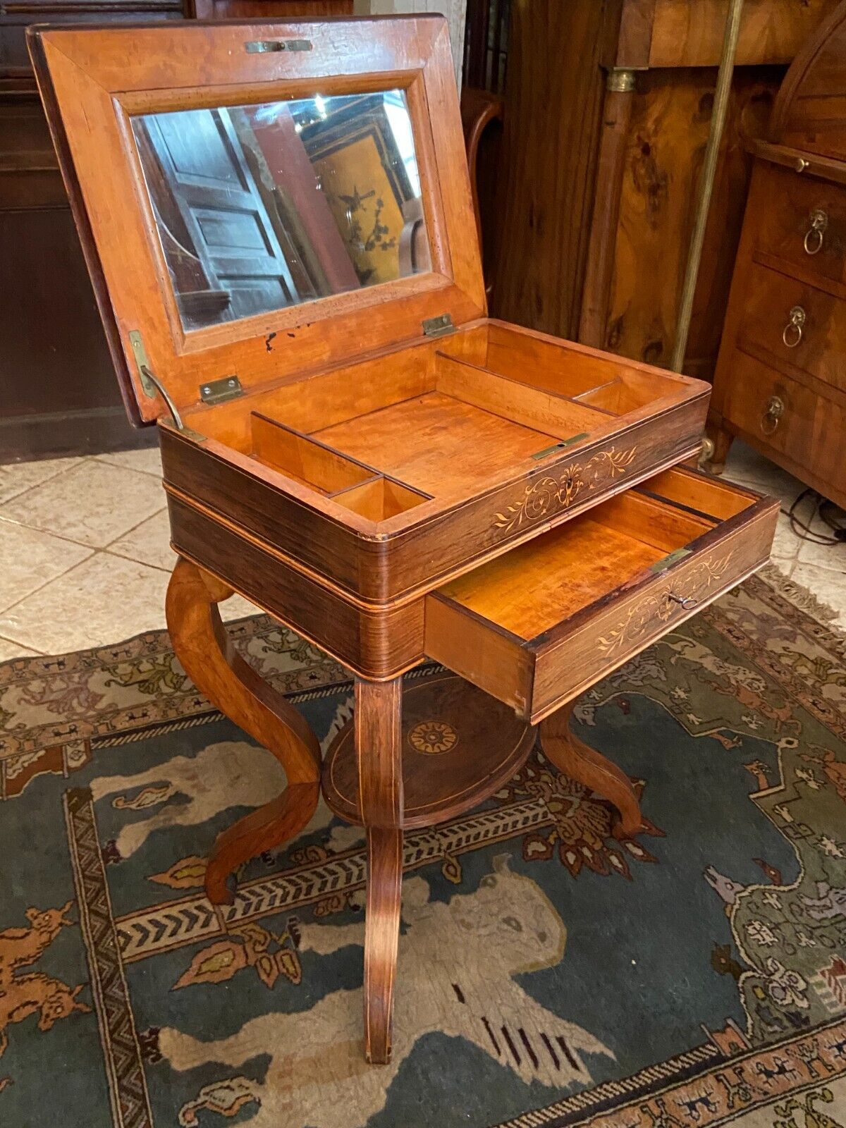Worker end or back of sofa with inlaid decoration of period Charles X