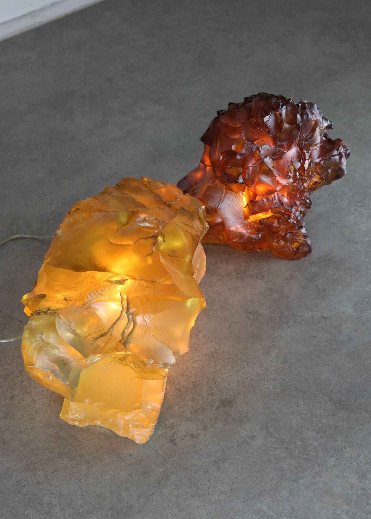 Vintage Italian Yellow Sculpture Lamp, 70s