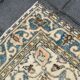 Tapis Turc Vintage Oushak, Couloir Pêche Bleu, 120x194 Cm