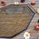 Art deco style black glass tray decorated with leaves