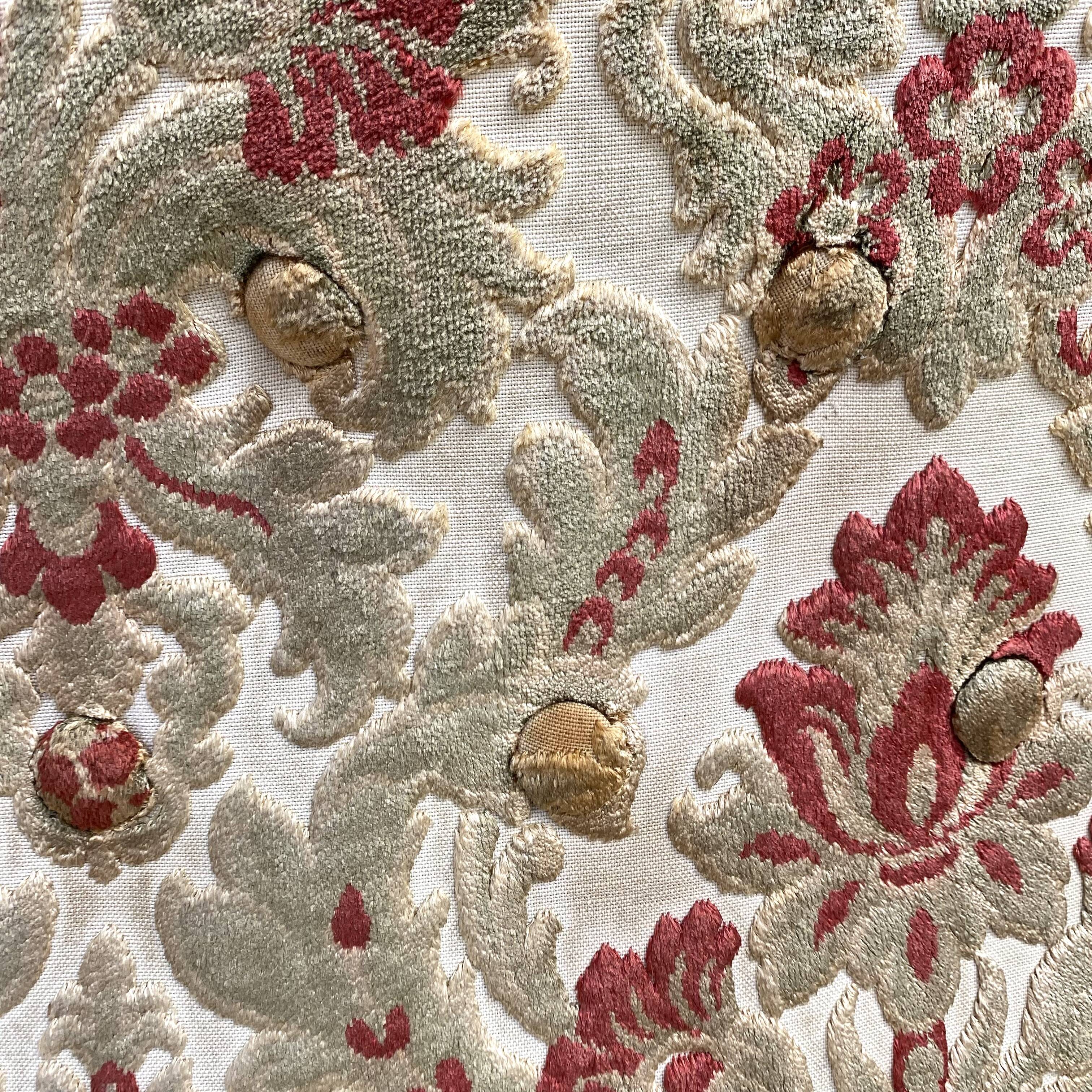 English cane and velvet armchair, Chippendale style