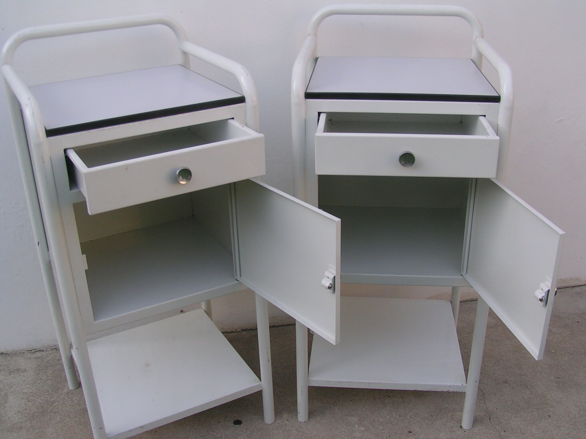 Pair metal nightstands  70s