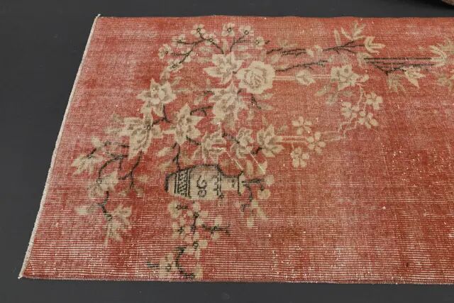 1970s Vintage Turkish Hand-Knotted Wool Cotton Red Runner Rug 82x270