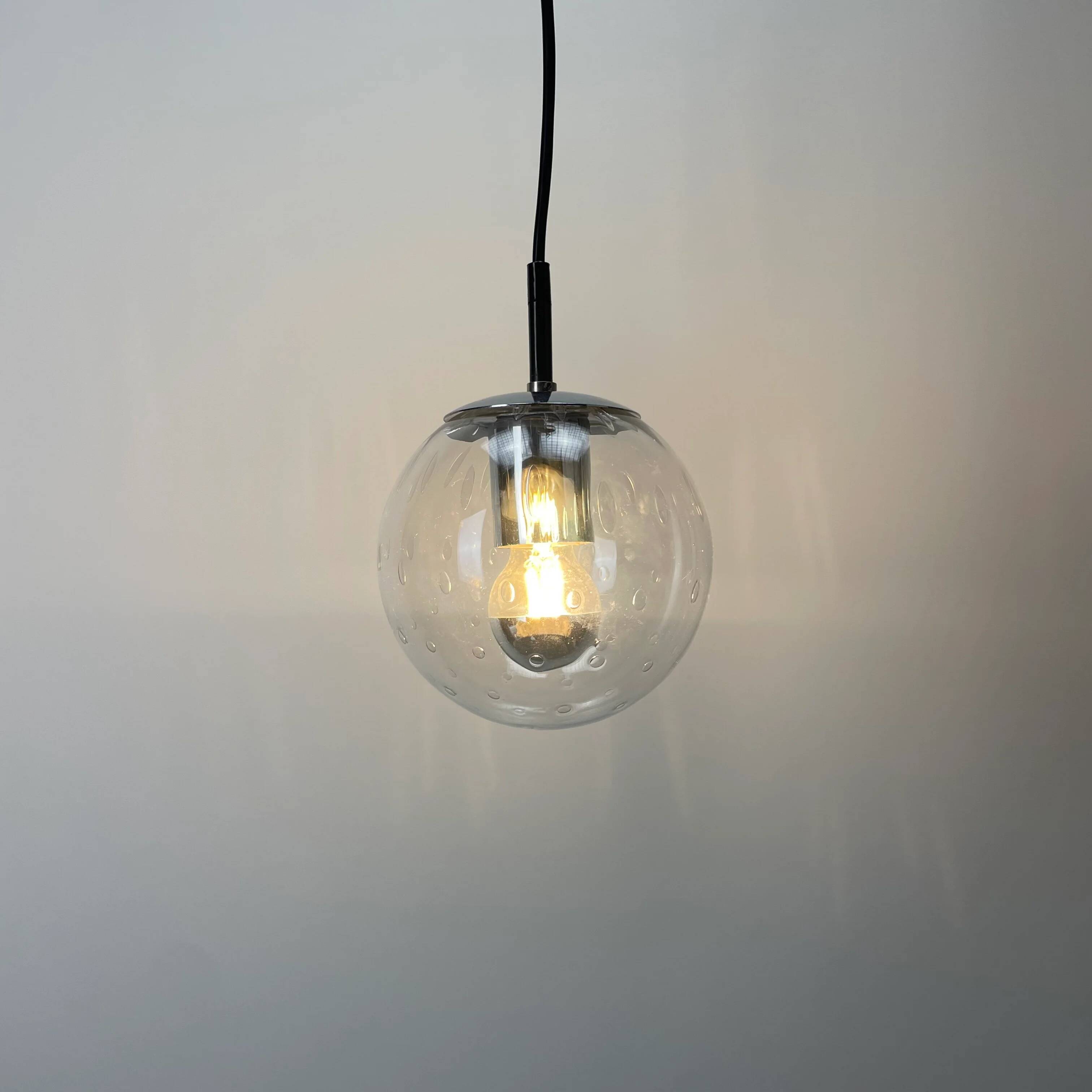Set of 3 bubble glass pendant lamps by RAAK Amsterdam 1960