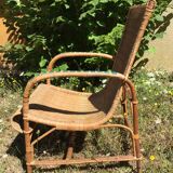 Wicker and rattan armchair 60s