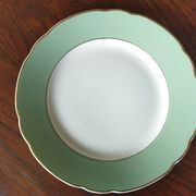 6 flat plates Villeroy & Boch Mettlach celadon green and vintage gold 1960s
