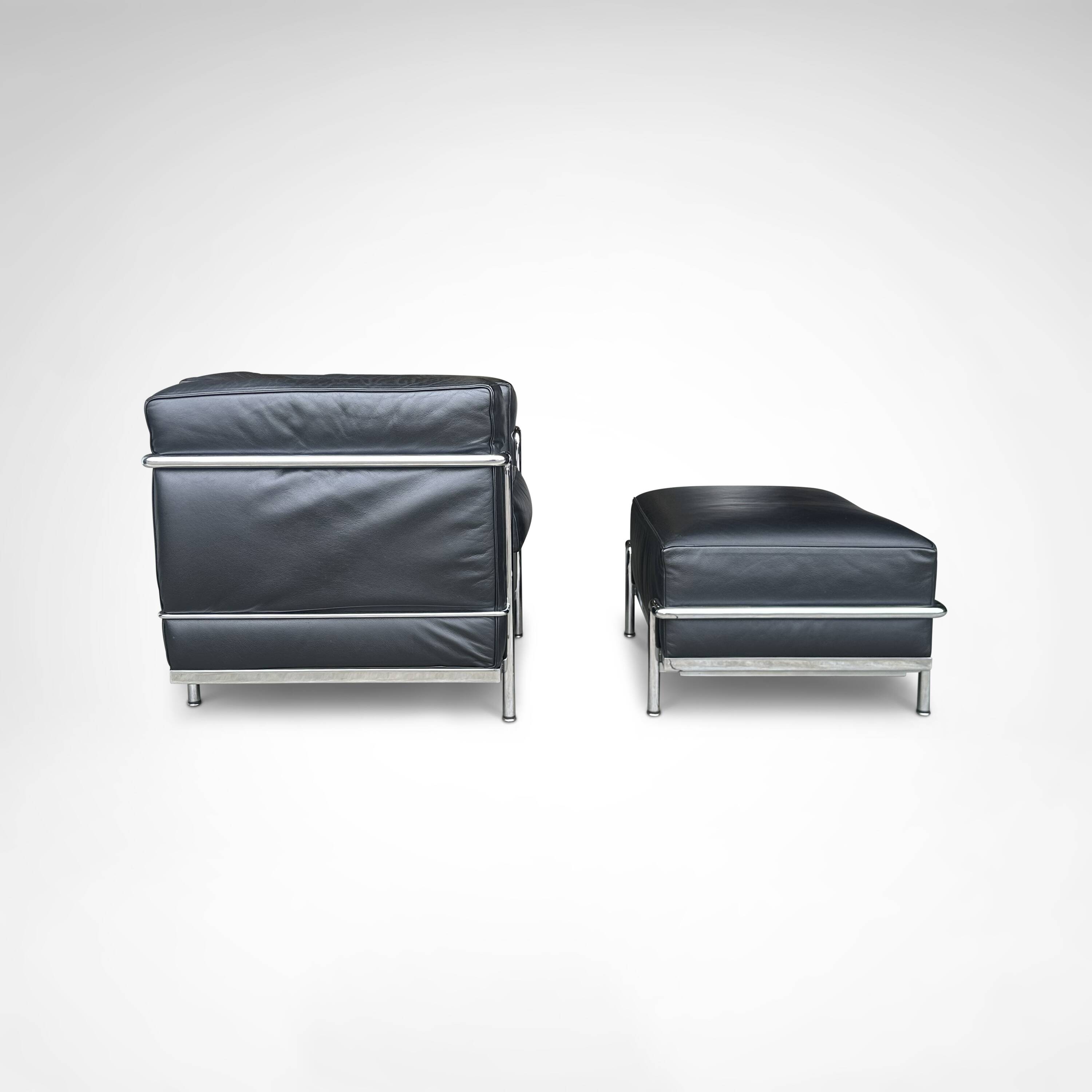 LC2 armchair and ottoman by Le Corbusier et al. for Cassina 1990s