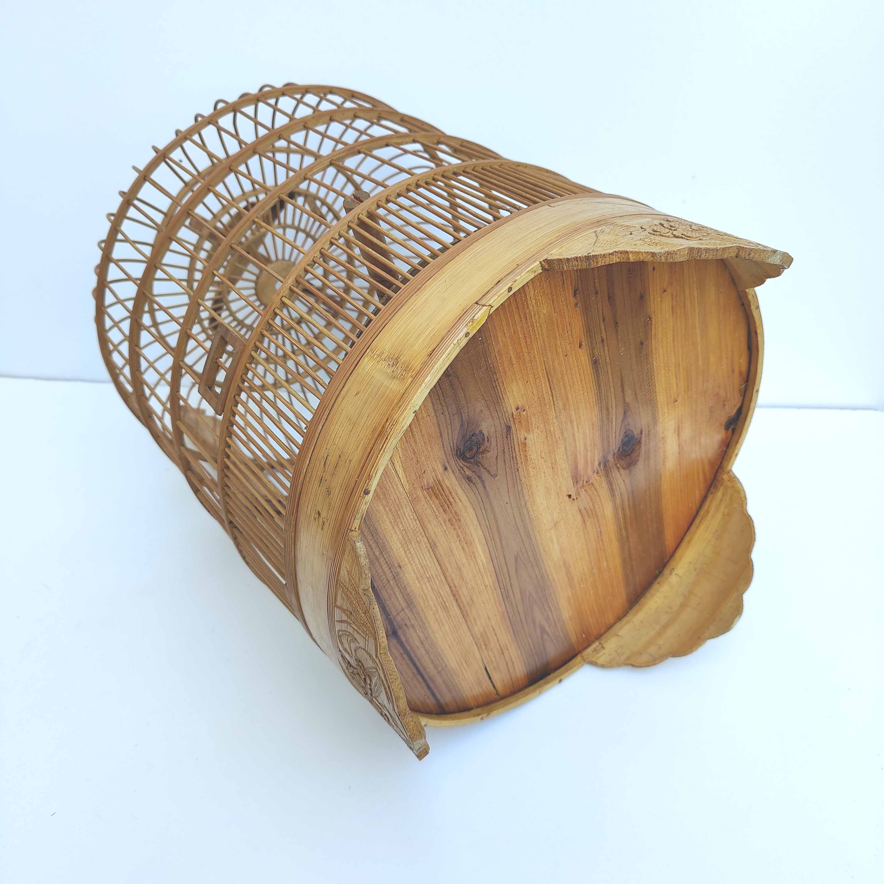 Cage à oiseaux vintage en bois
