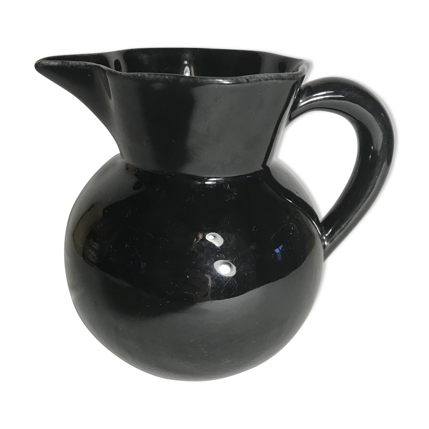 Former enamelled ceramic black pitcher 70s
