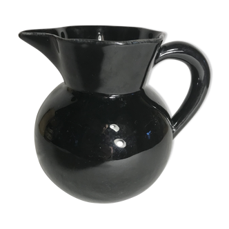 Former enamelled ceramic black pitcher 70s