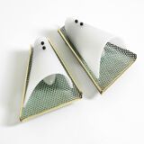 Pair of beautiful mint green Mid Century Modern perforated sheet metal wall