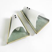 Pair of beautiful mint green Mid Century Modern perforated sheet metal wall