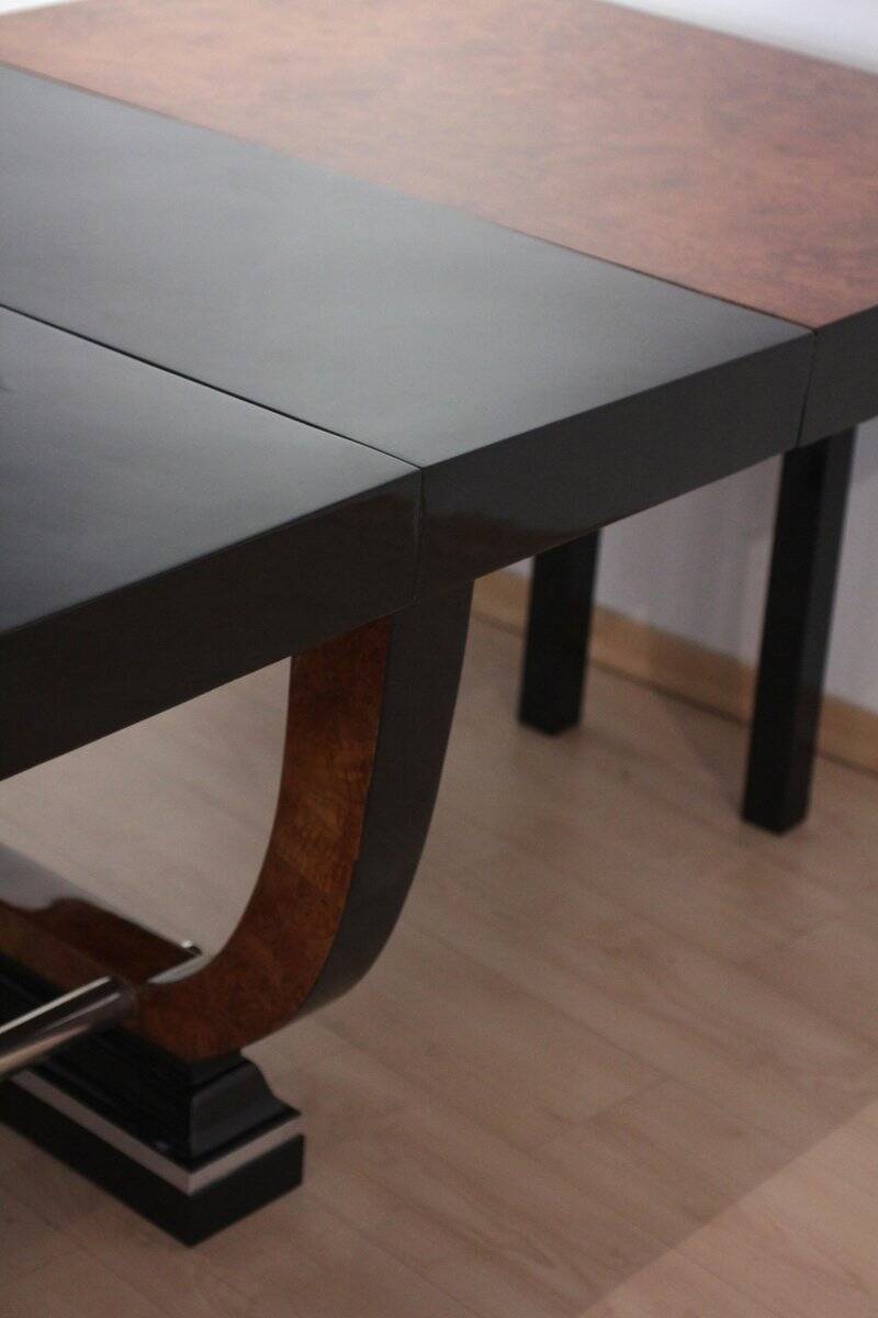 Expandable Art Deco Dining Table, Thuja Roots, Lacquered, France, circa 1930