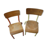 Set de 2 chaises enfant metal bois orange et jaune
