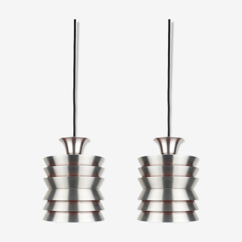 Pair of Swedish vintage pendant lamps by Carl Thore, Granhaga, Sweden, 1960s