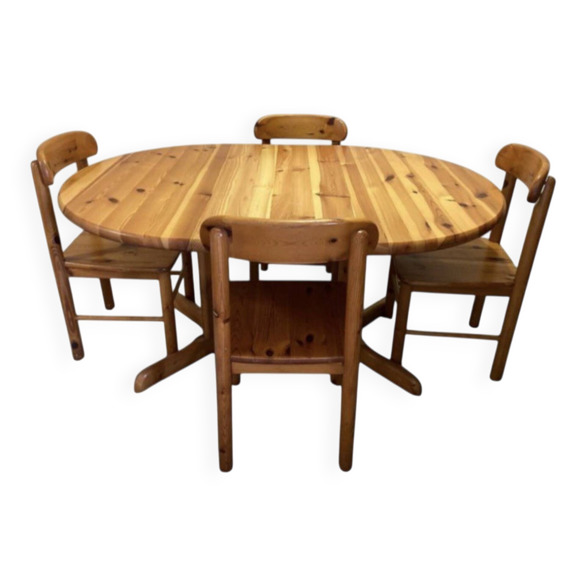 Table and chairs, pine, 1960s.