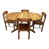 Table and chairs, pine, 1960s.