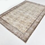 Vintage Brown & Beige Floral Bordered Rug, 184x268Cm