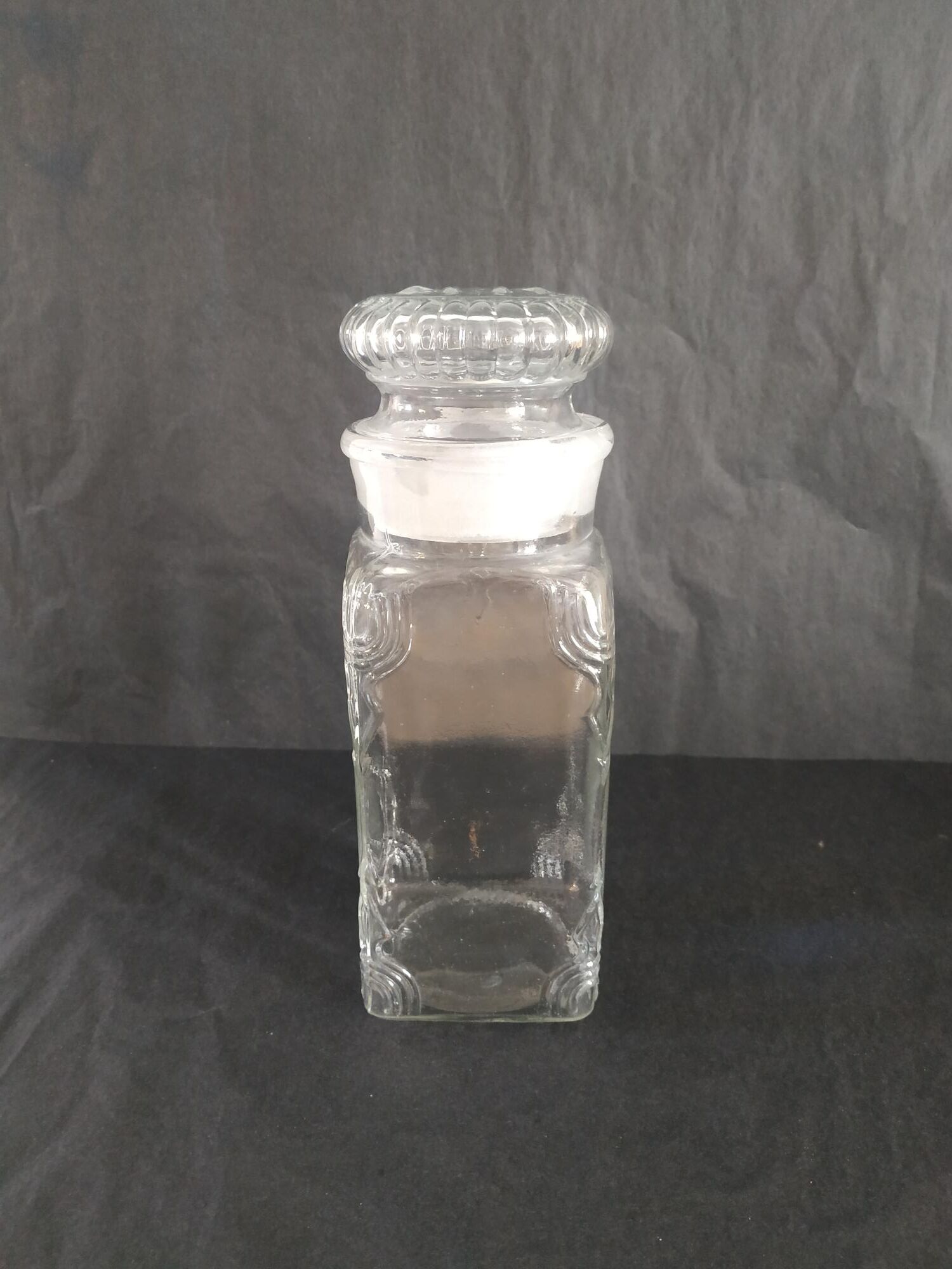 Bocal en verre ancien d'épicerie 1930