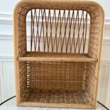 Rattan and light bamboo shelf 60s-70s