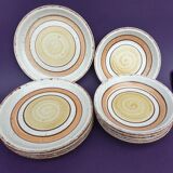 Set 11 plates Gien France model Etna spirals bohemian retro 1970