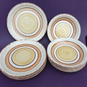 Set 11 plates Gien France model Etna spirals bohemian retro 1970
