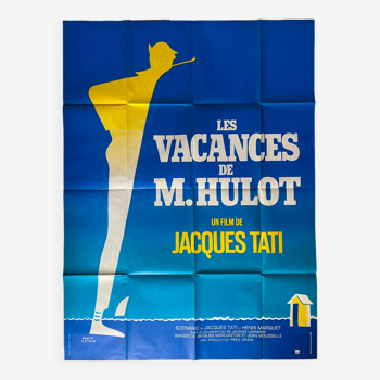 Affiche cinéma "Les Vacances de Monsieur Hulot" Jacques Tati 120x160cm 70's