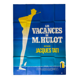 Affiche cinéma "Les Vacances de Monsieur Hulot" Jacques Tati 120x160cm 70's