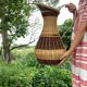 Large jug, two-tone woven wicker jar h 61 cm
