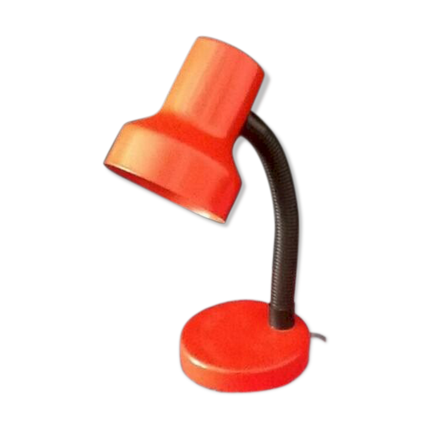 80s red metal articulated desk lamp Height: 280mm
